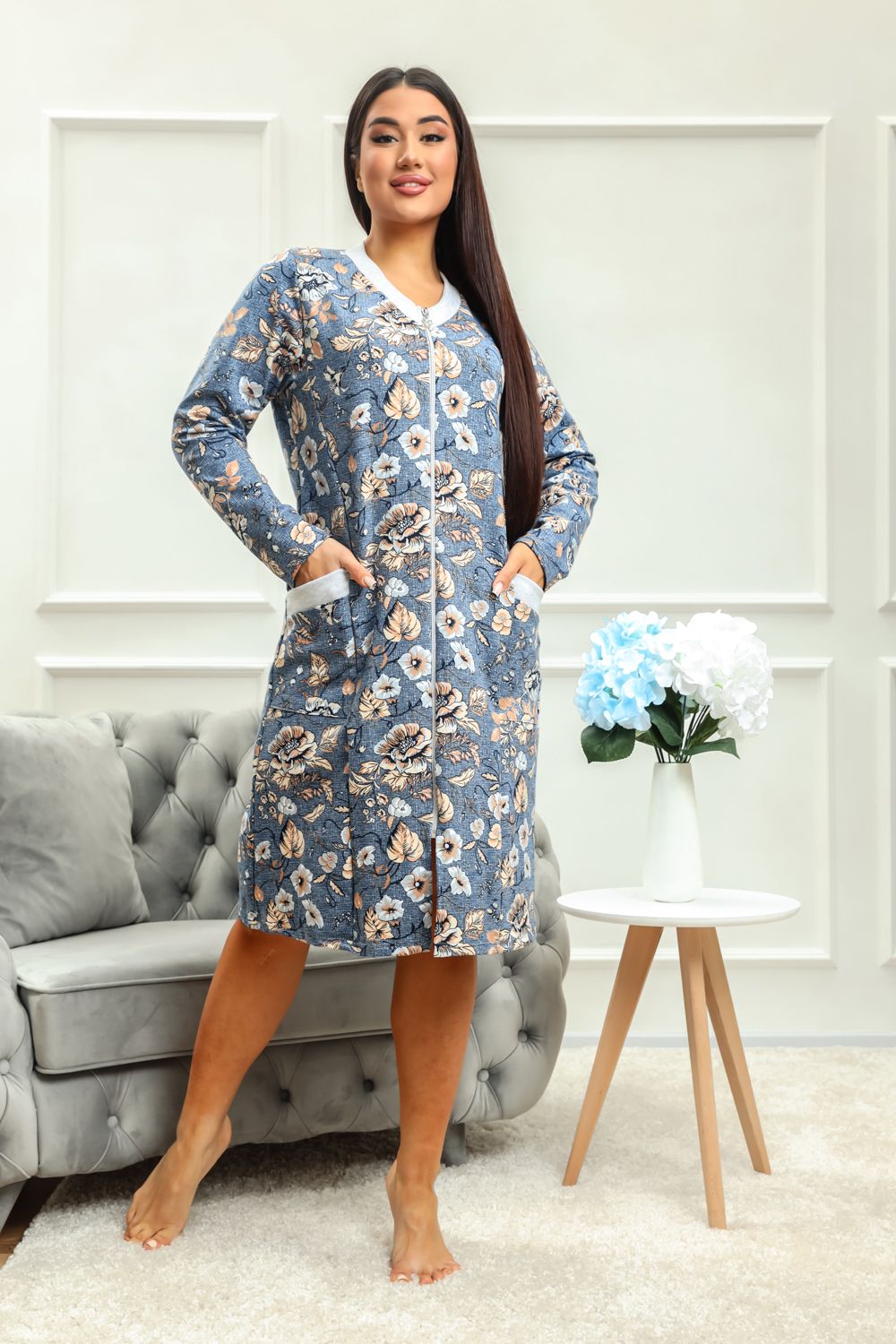 Халат 010  Бренд Rozhkova KV - синий