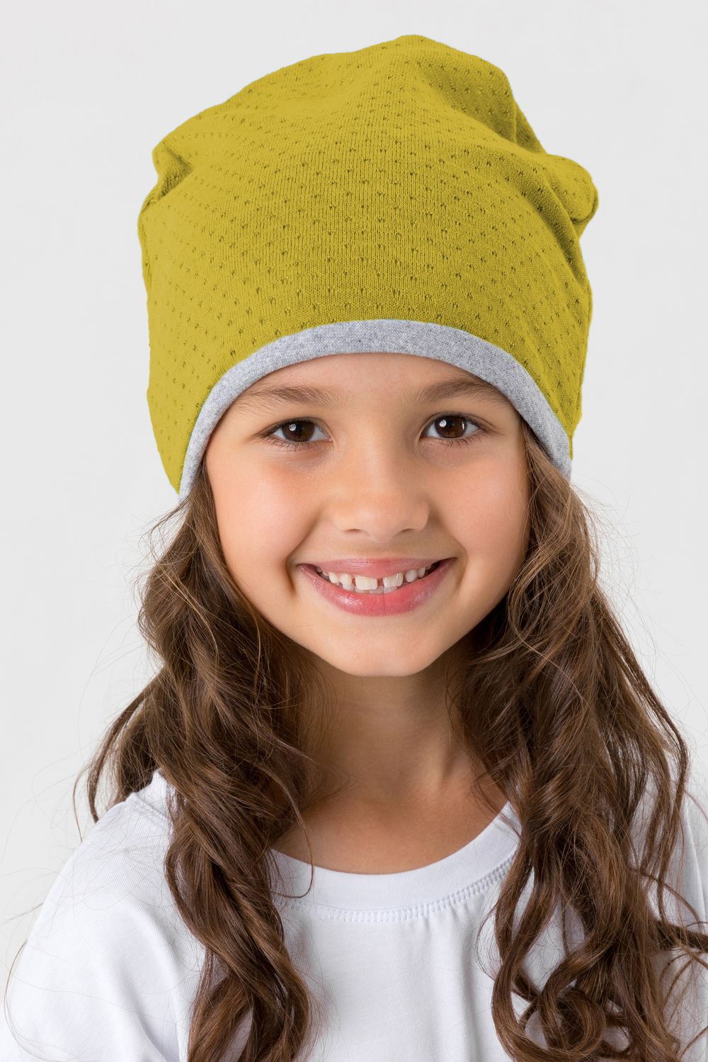 Шапка Капельки Горчица - горчичный