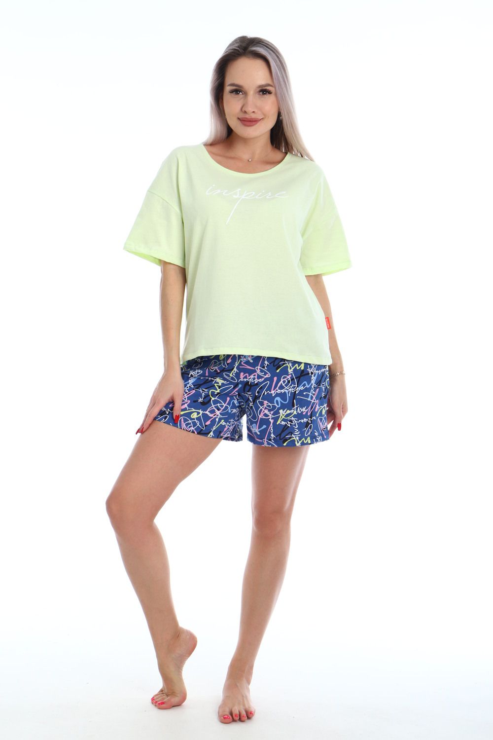 Пижама с шортами  Очарование 5-040 - синий/зеленый