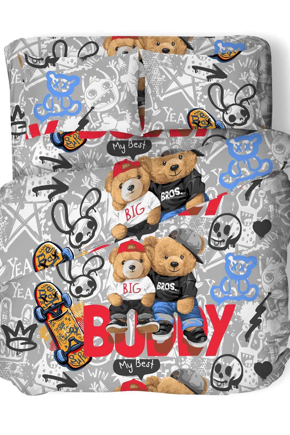 КПБ BigBro поплин 1,5 сп - серый