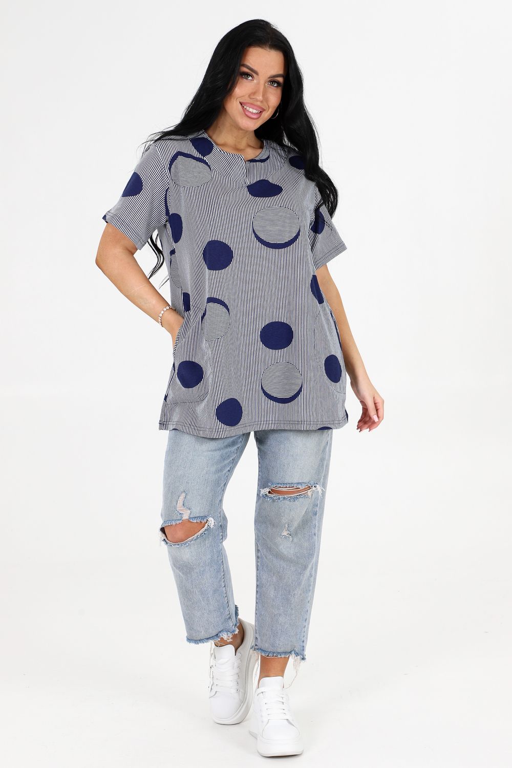 Туника 6087 - синяя полоска