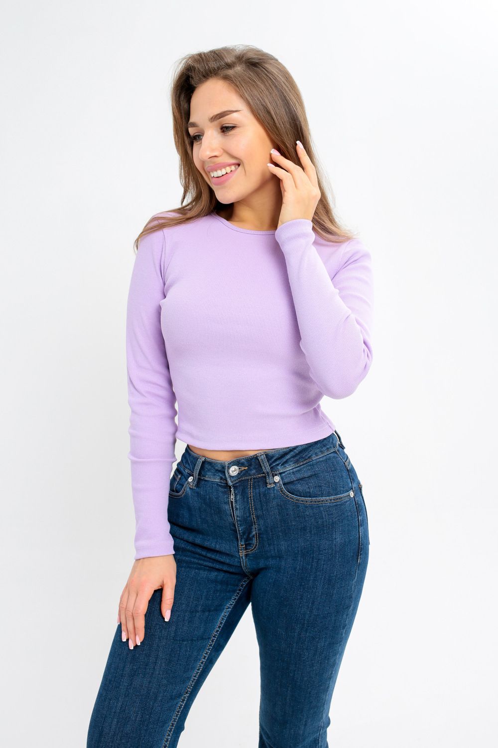 Лонгслив укороченный 100015 - сирень