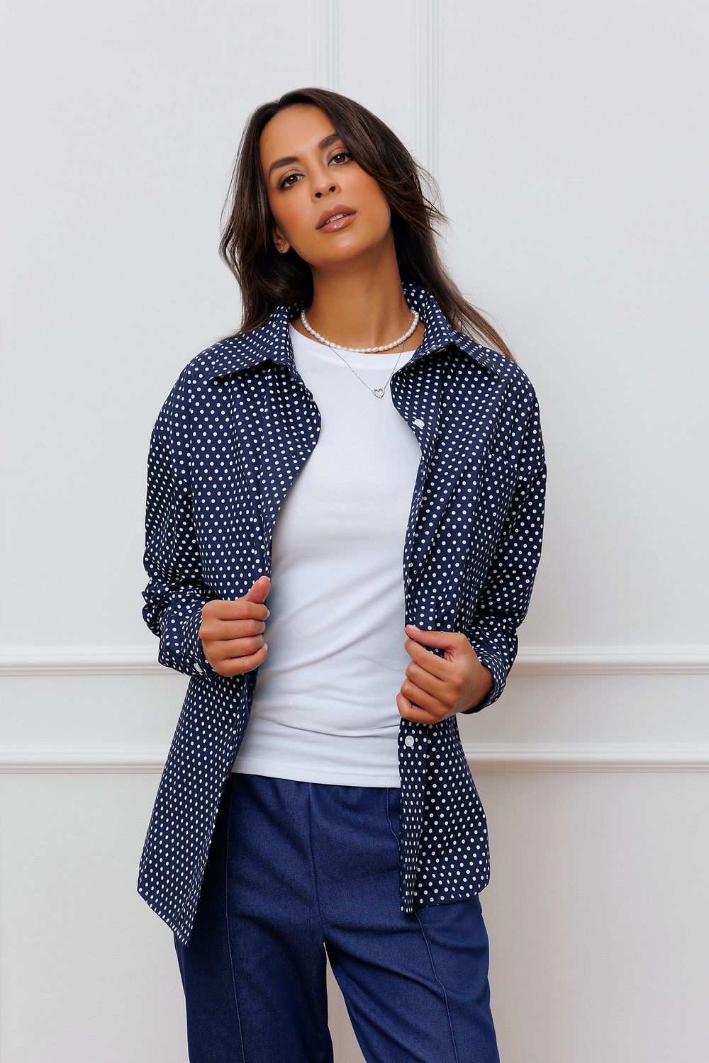 Рубашка Raposa с мелким принтом 301 - темно-синий