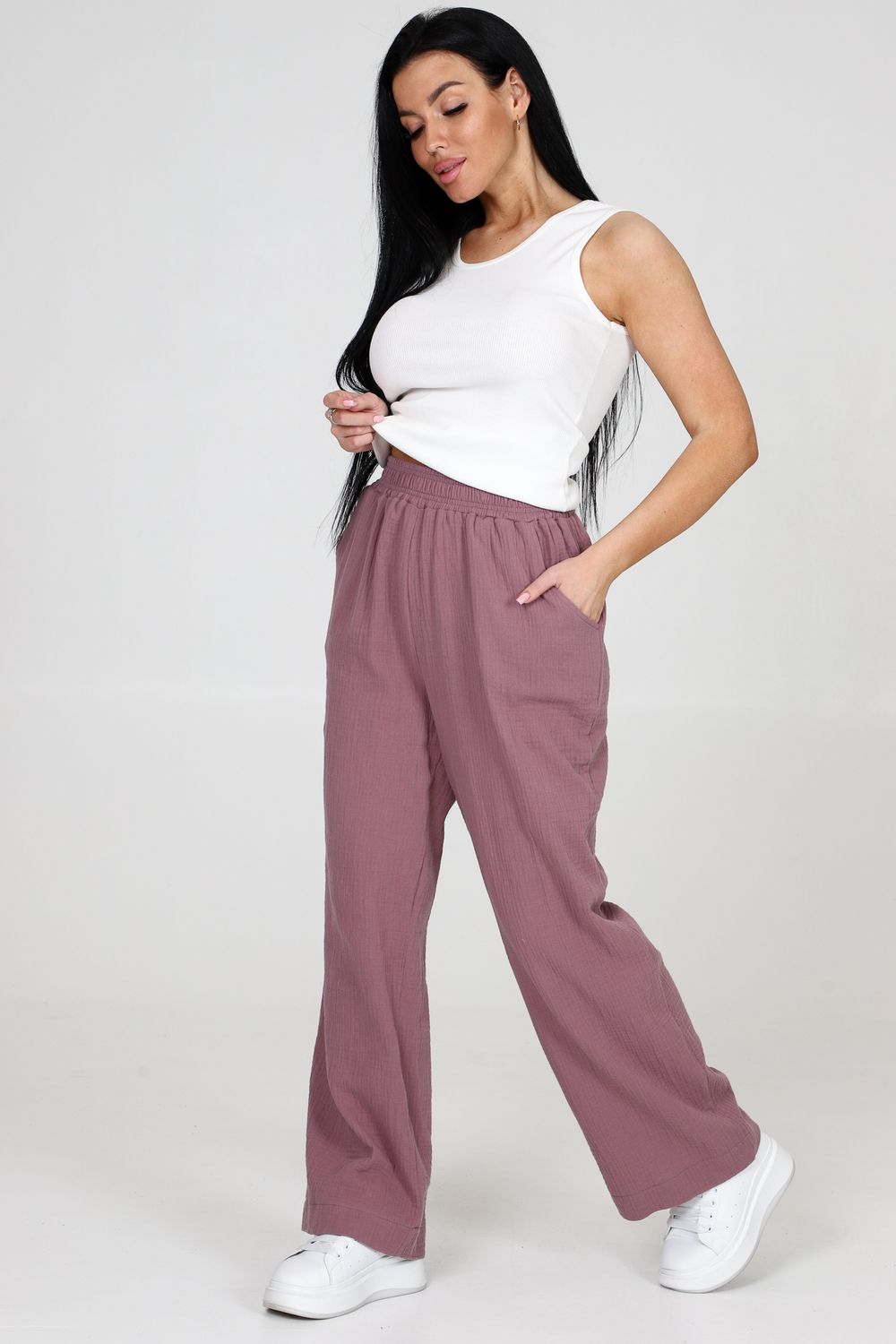 24785 брюки женские - коричневый