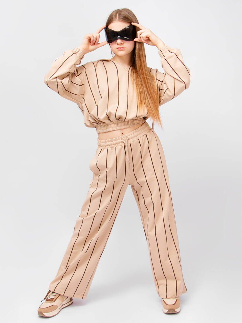 Костюм трикотажный для девочки  SP377 - бежевый