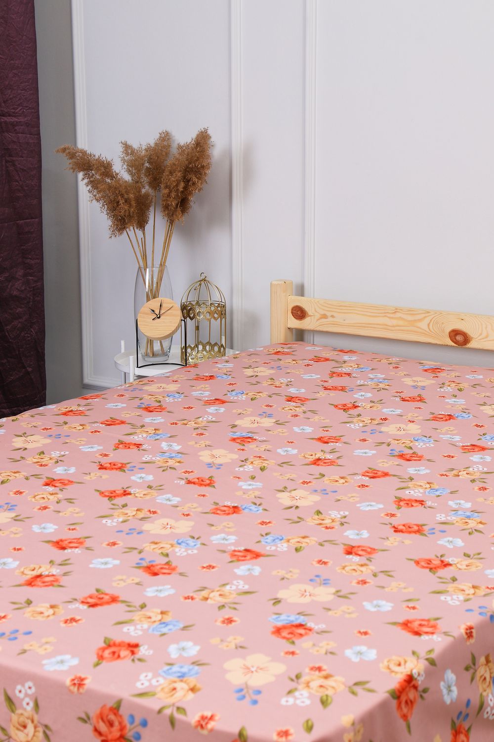 Простыня на резинке поплин Полька - светло-коричневый