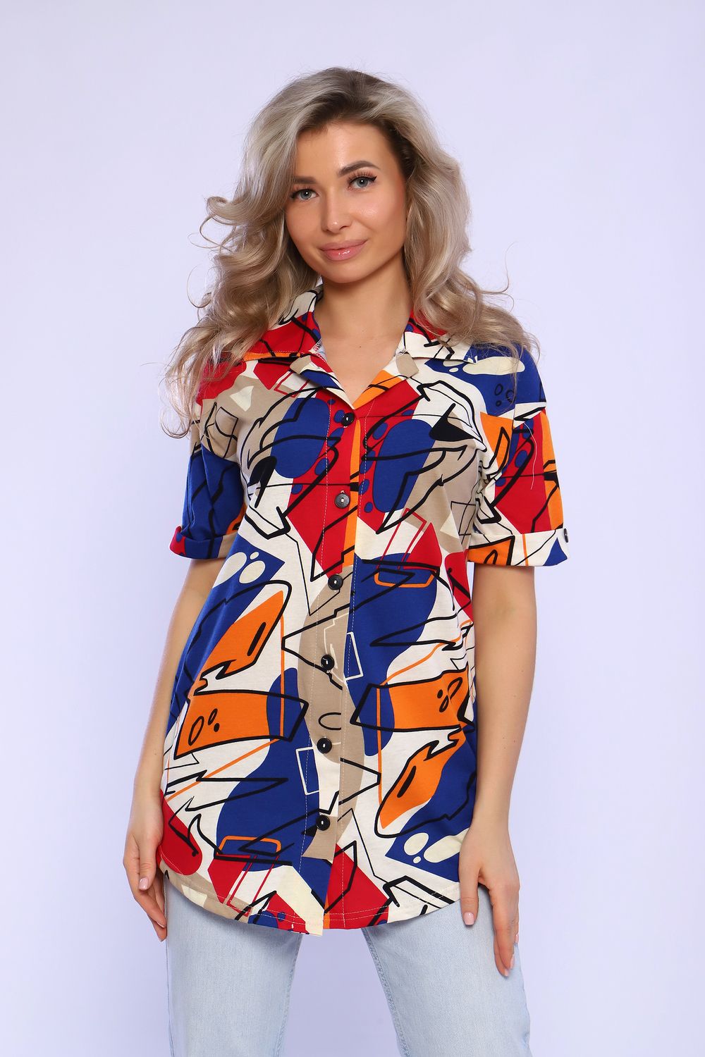 Туника 13144 - беж,синий,оранж