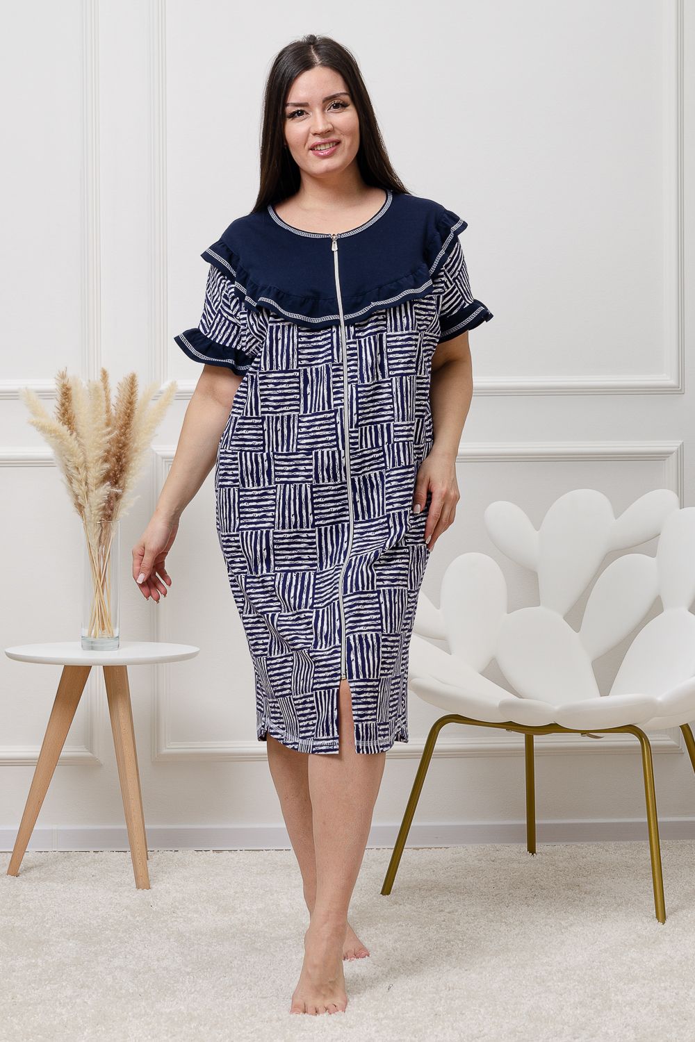 Халат женский 9243 - темно-синий