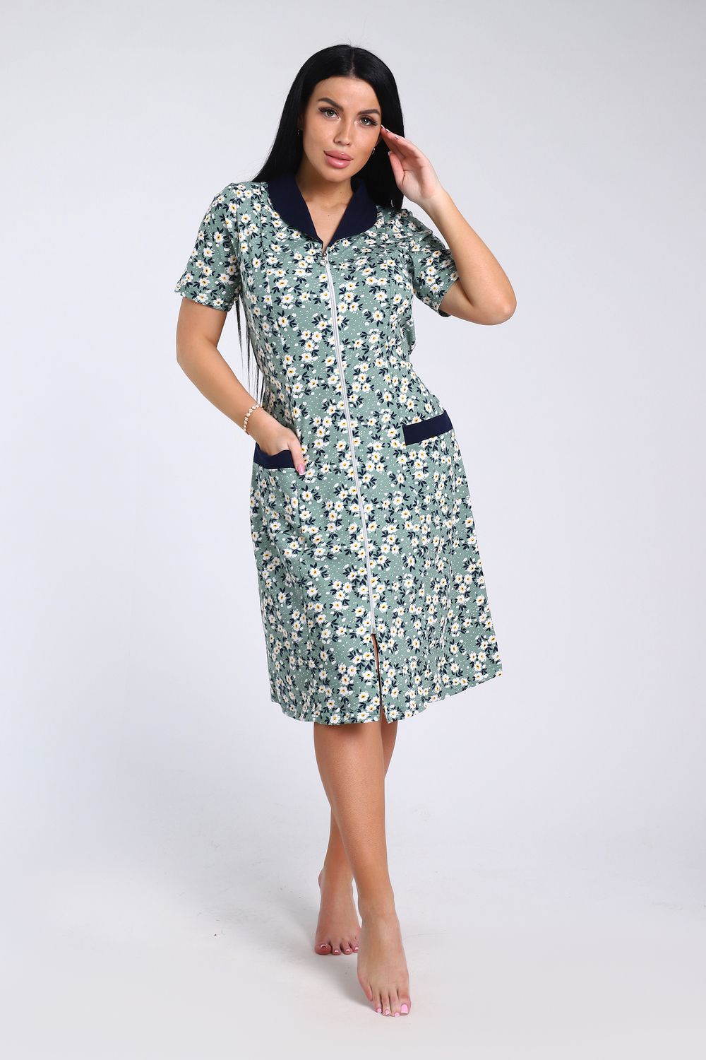 Халат 35328 - цветочки на голубом