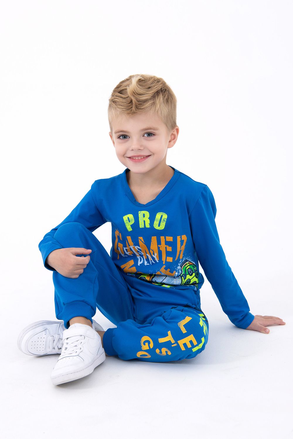 Трикот футер 2-х нитка LETS GO - василек