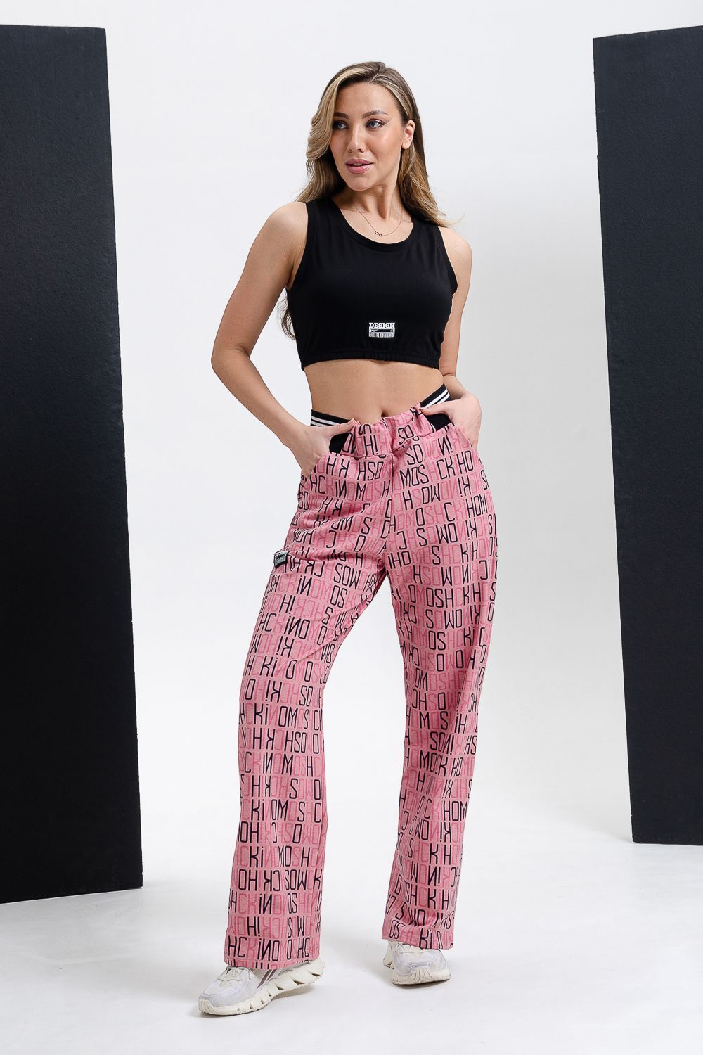 Брюки женские 8454 - пудровый