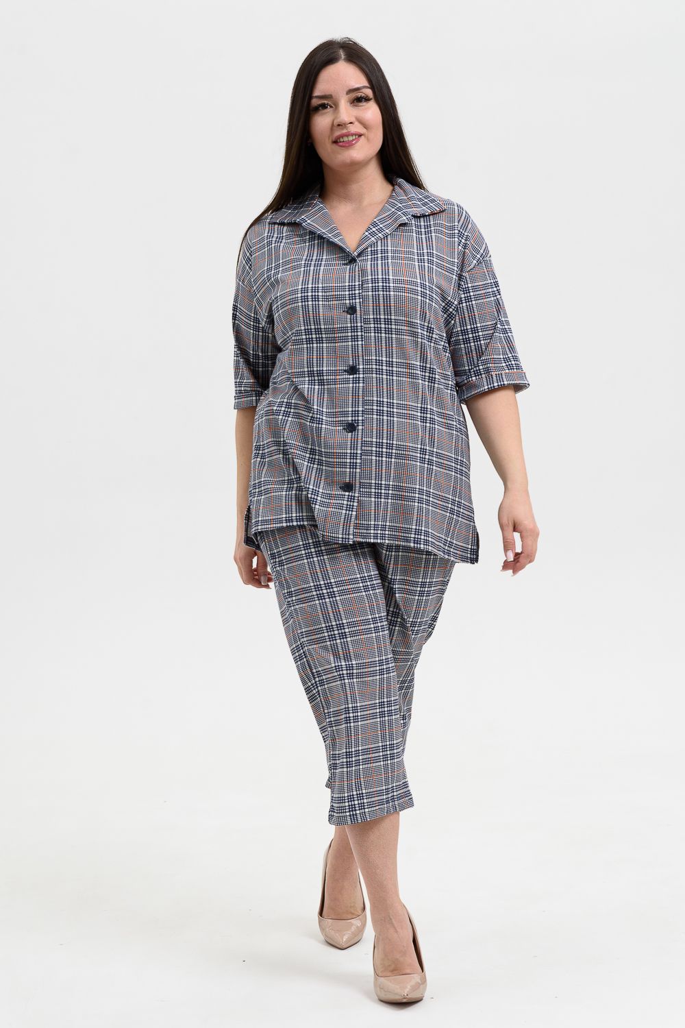 Рубашка 21603 - серая клетка