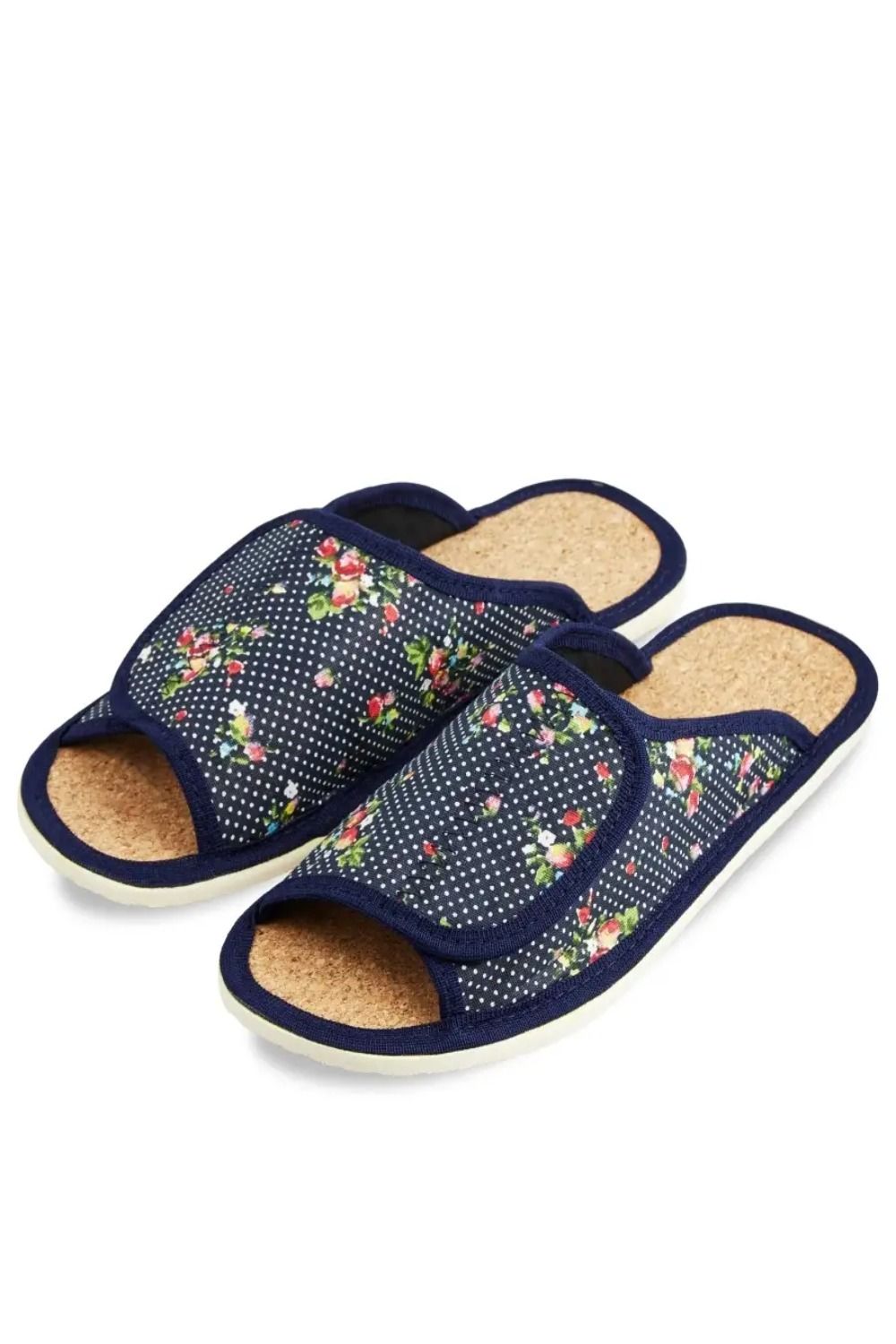 Тапочки женские арт.122п - горох+цветы