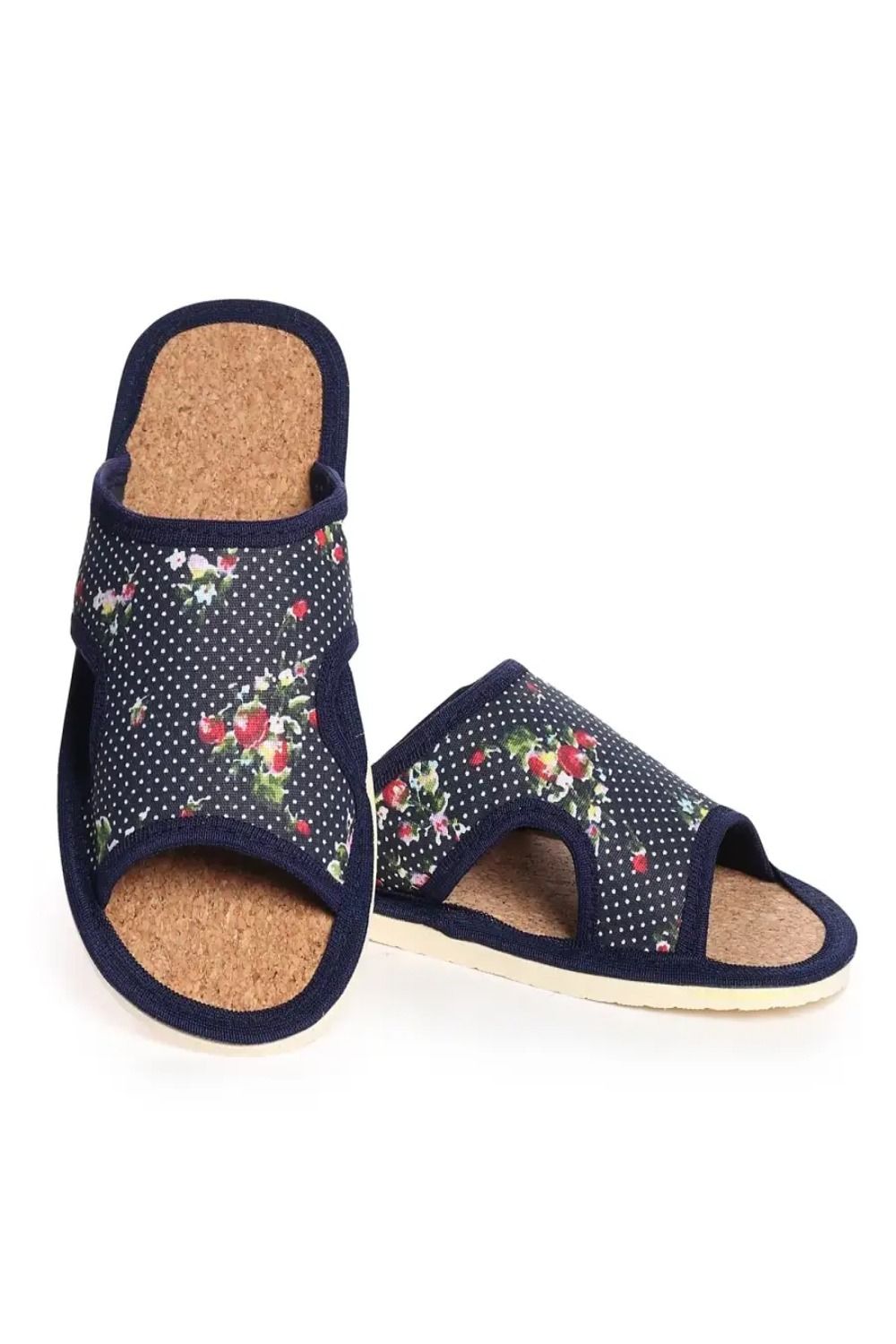 Тапочки женские арт.106п - горох+цветы