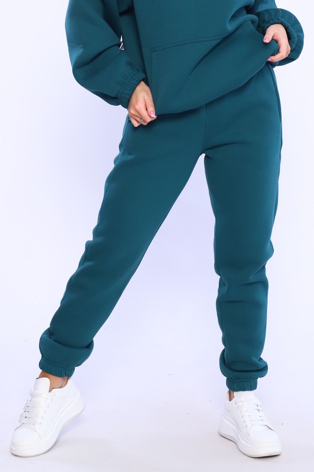 Брюки джоггеры футер трехнитка начес унисекс, Арт. Бр-1045 - зеленый