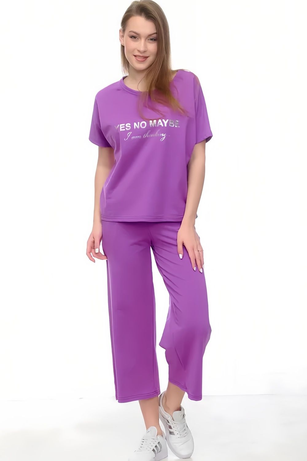 Костюм с кюлотами, футер двухнитка, Арт. 1050 - фиолетовый