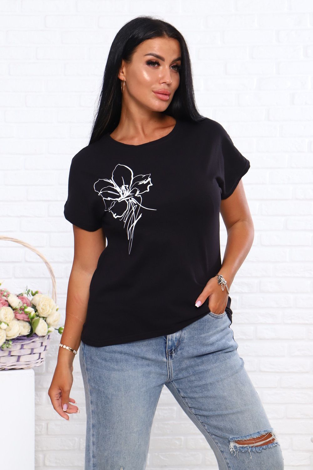 Футболка с рисунком Арт. 790 - черный