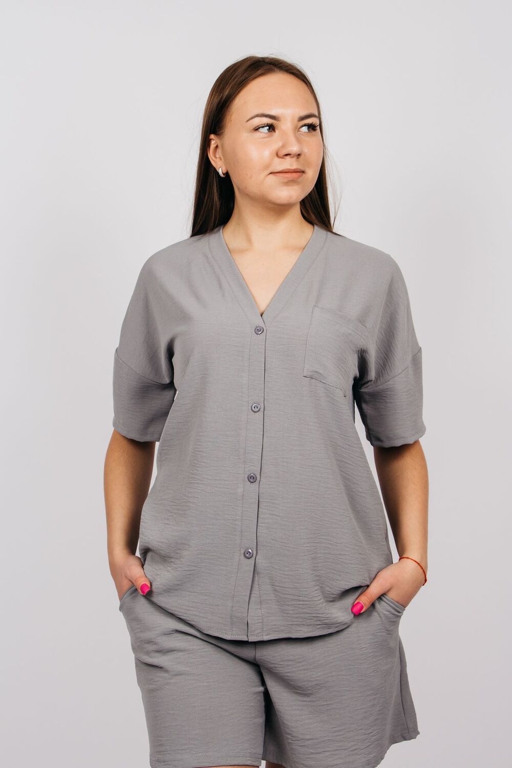 Рубашка женская 0630 - серый