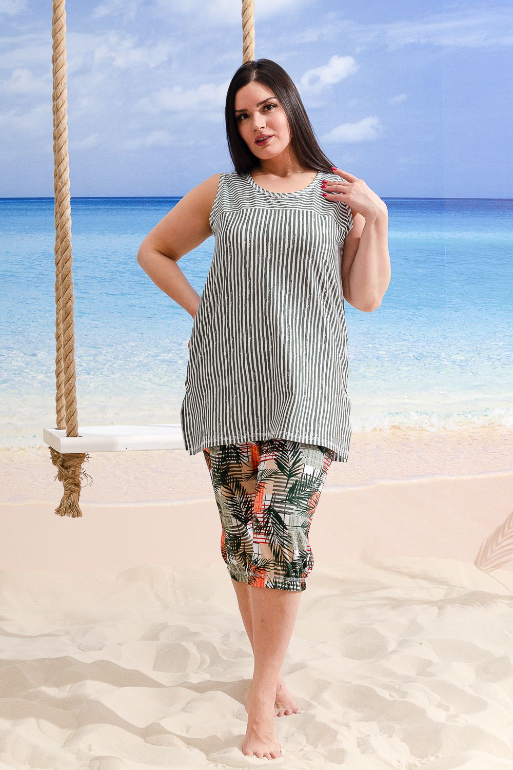 Костюм 9232 - пальмы хаки