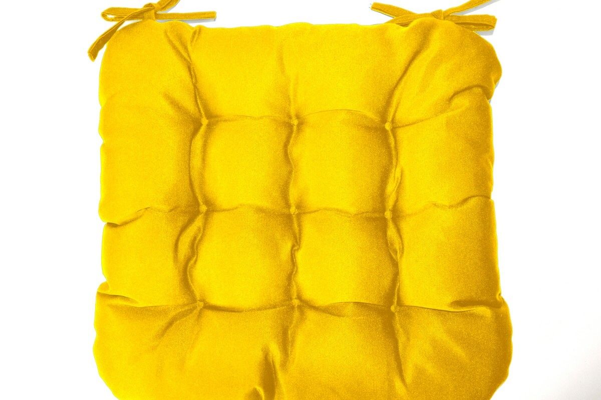Подушка на стул с завязками Феникс - желтый