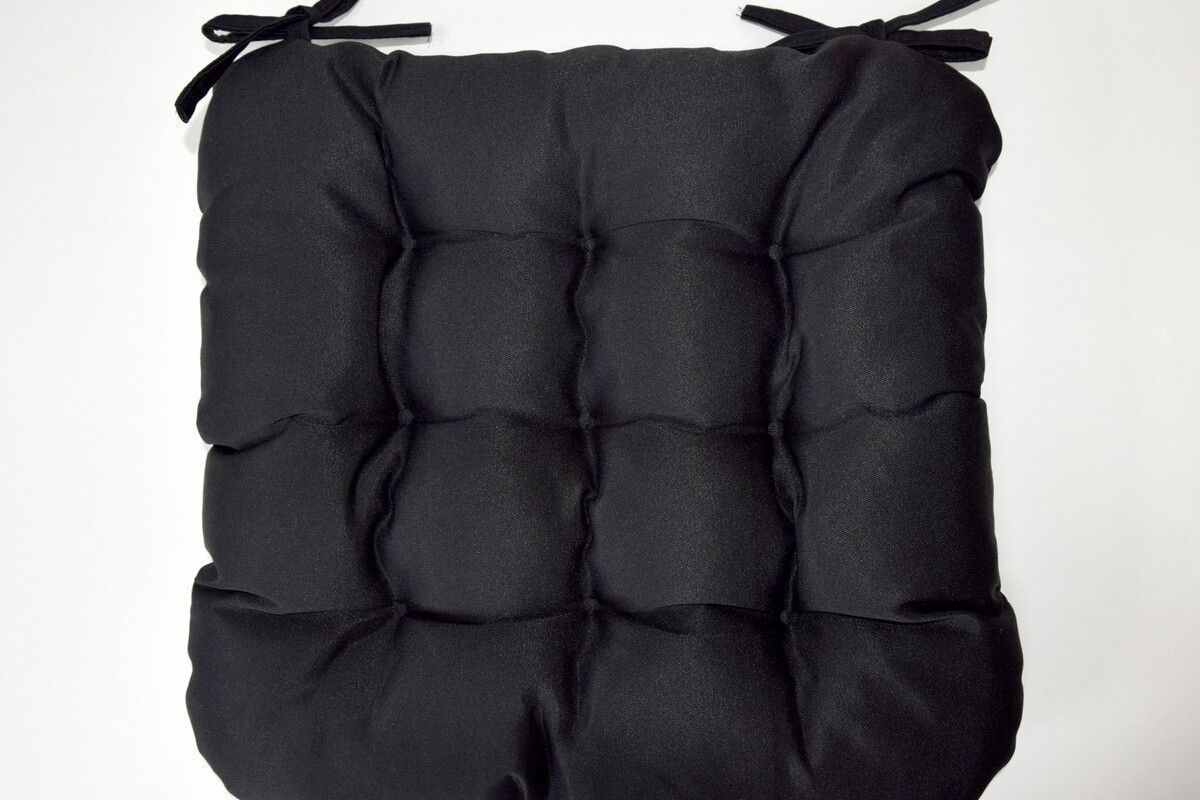 Подушка на стул с завязками Феникс - черный