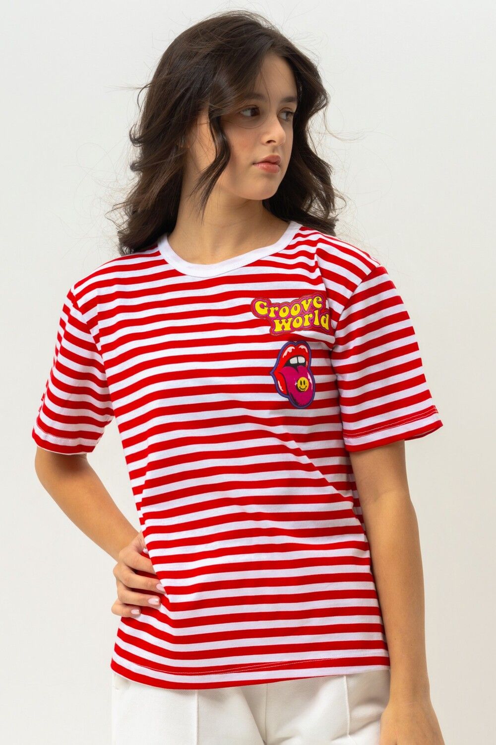 Футболка детская с принтом 377 - красно-белый