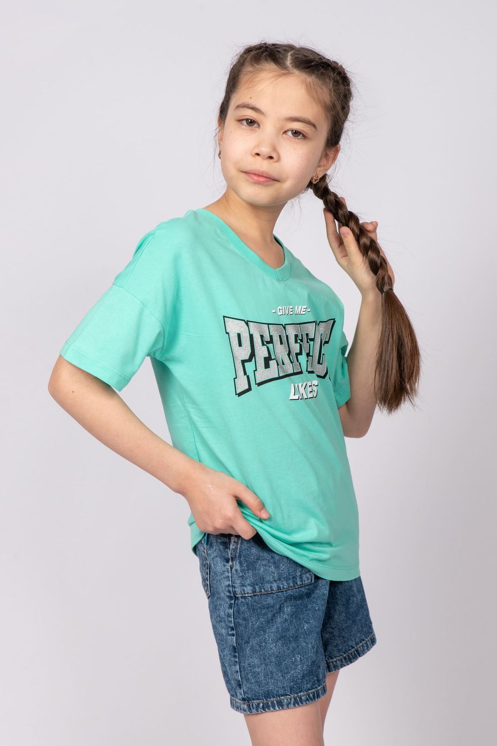 Футболка для девочки 51340 детская - ментол