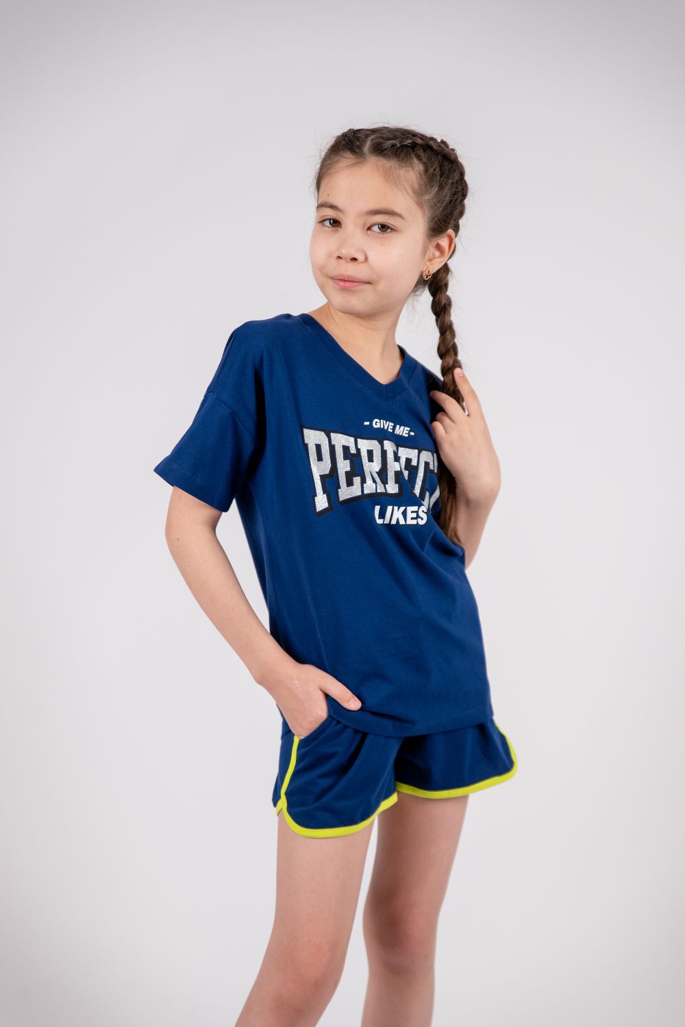 Футболка для девочки 51340 детская - темно-синий