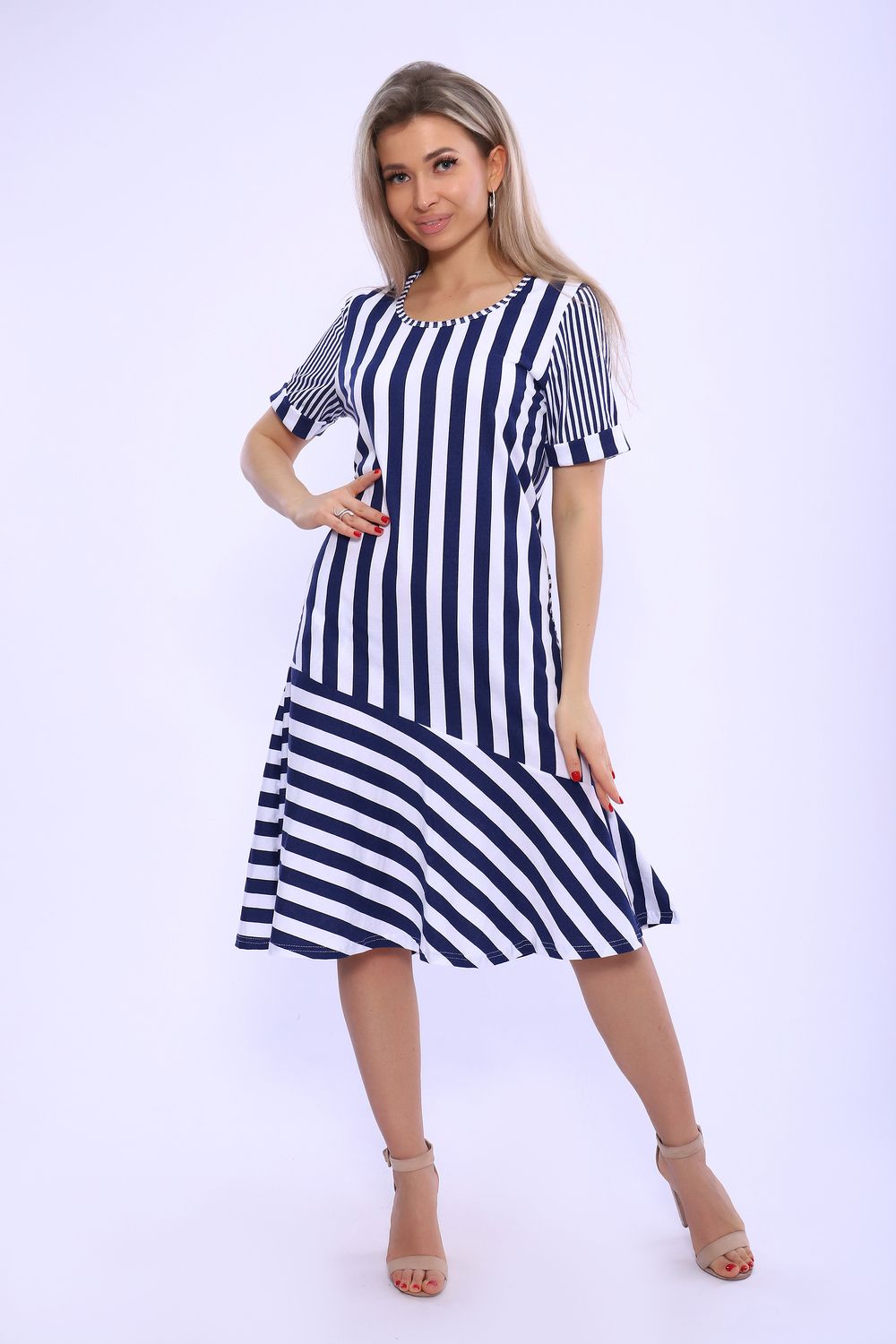 Платье 13165 - сине-белый