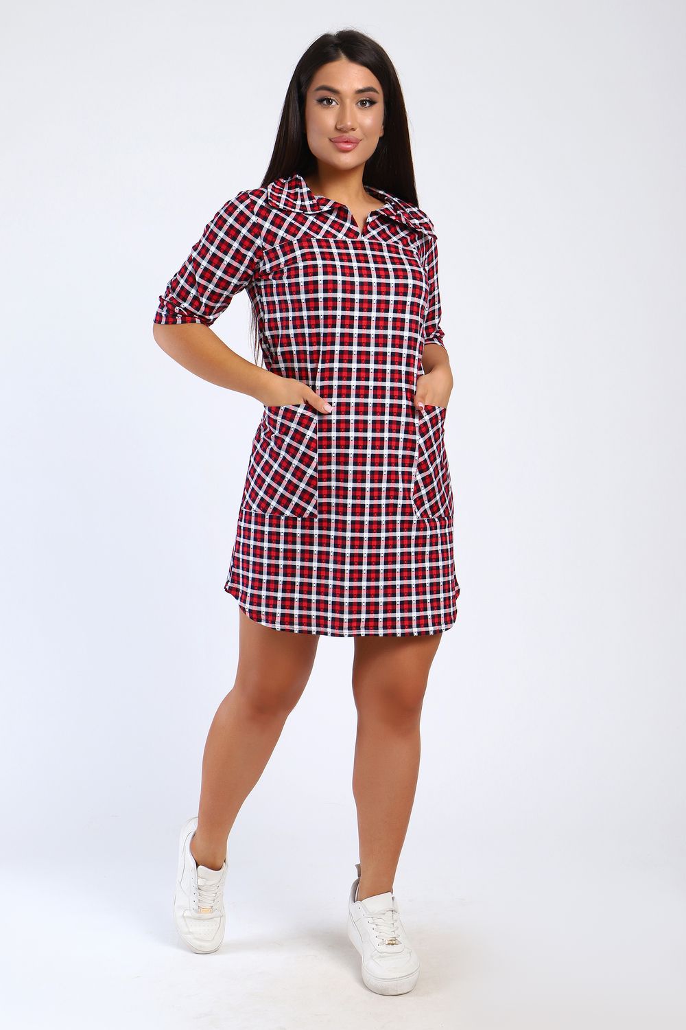 Туника 85027 - клетка красная