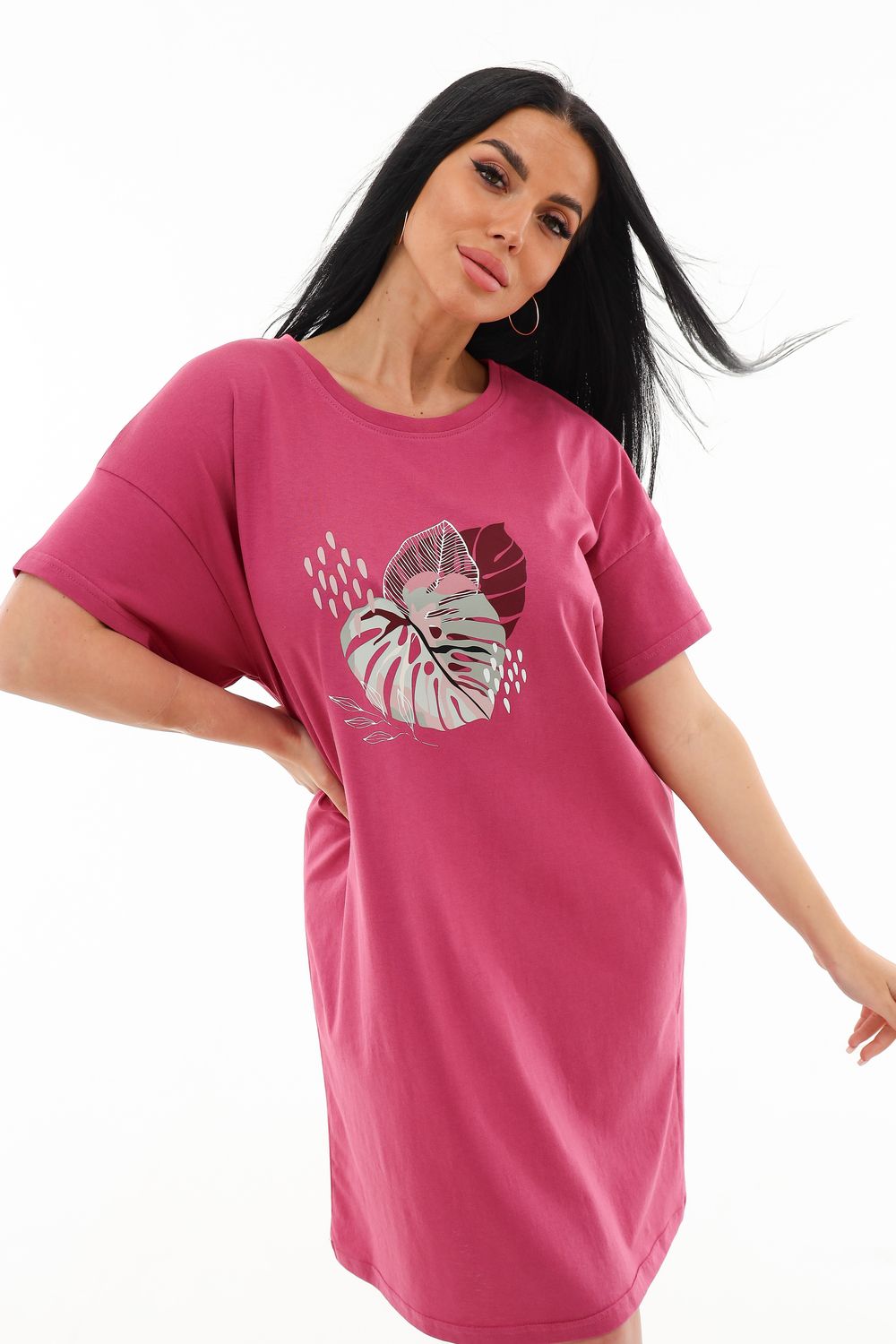 Туника Monstera - брусничный