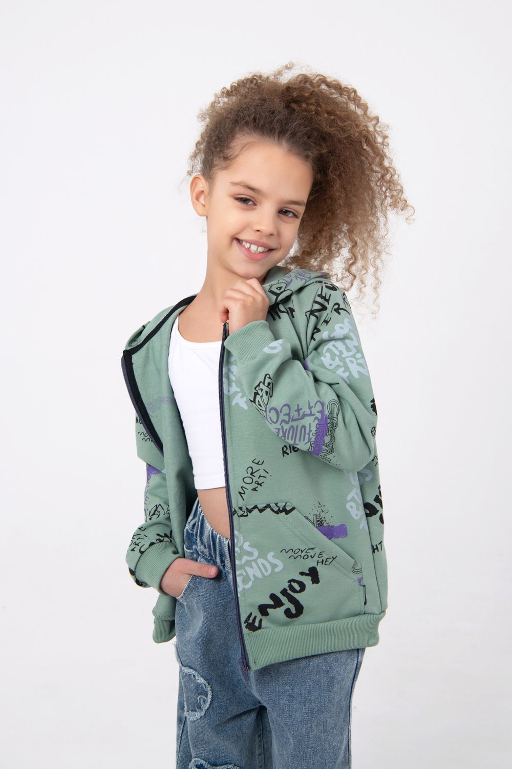 ТОЛСТОВКА КЕНГУРУ ГРАФФИТИ - зеленый