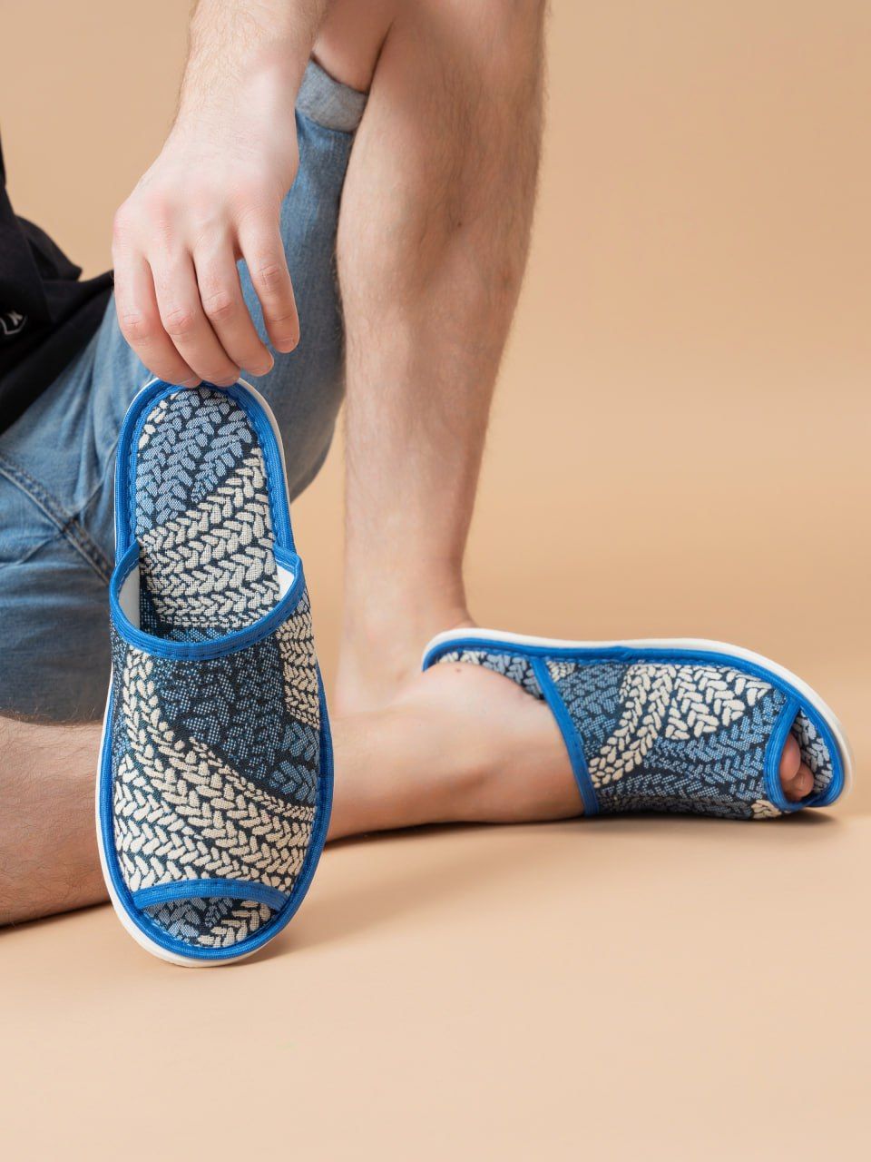 Тапочки домашние С-6МШО-МР - косички/синий