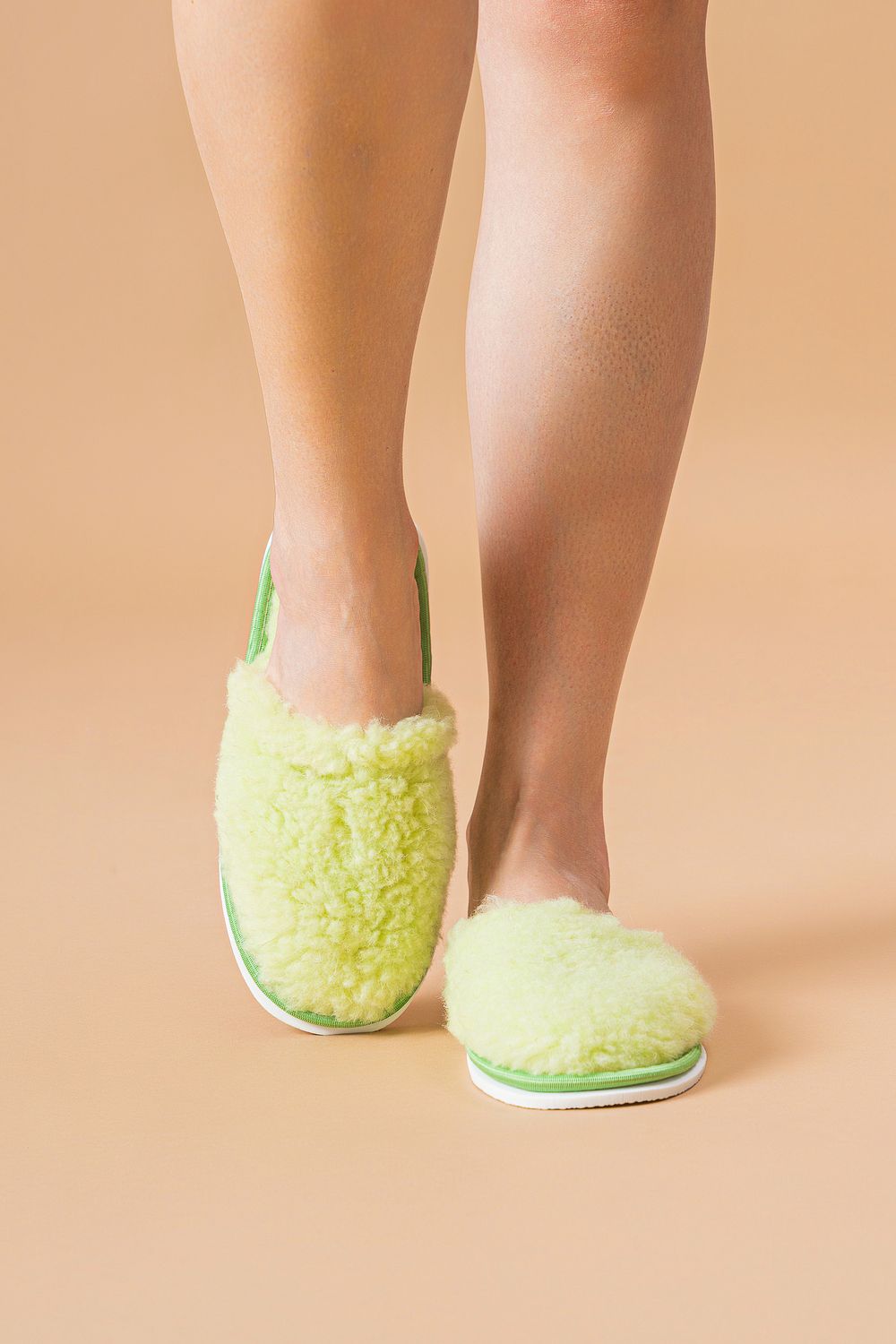 Тапочки домашние меховые С-6НШ/Тверь(ж)-МР - салат