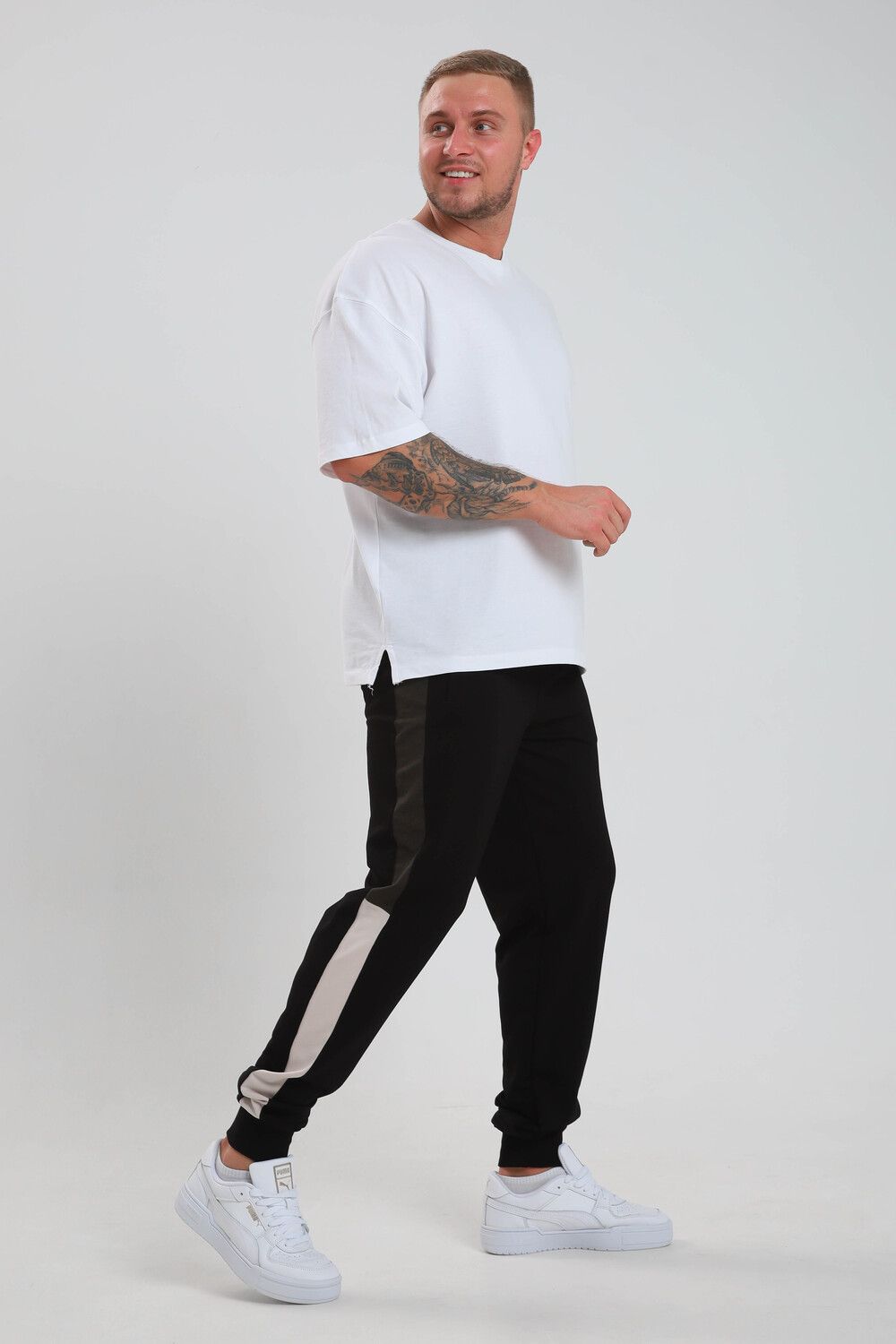 22286 Брюки мужские - черно-бежевый