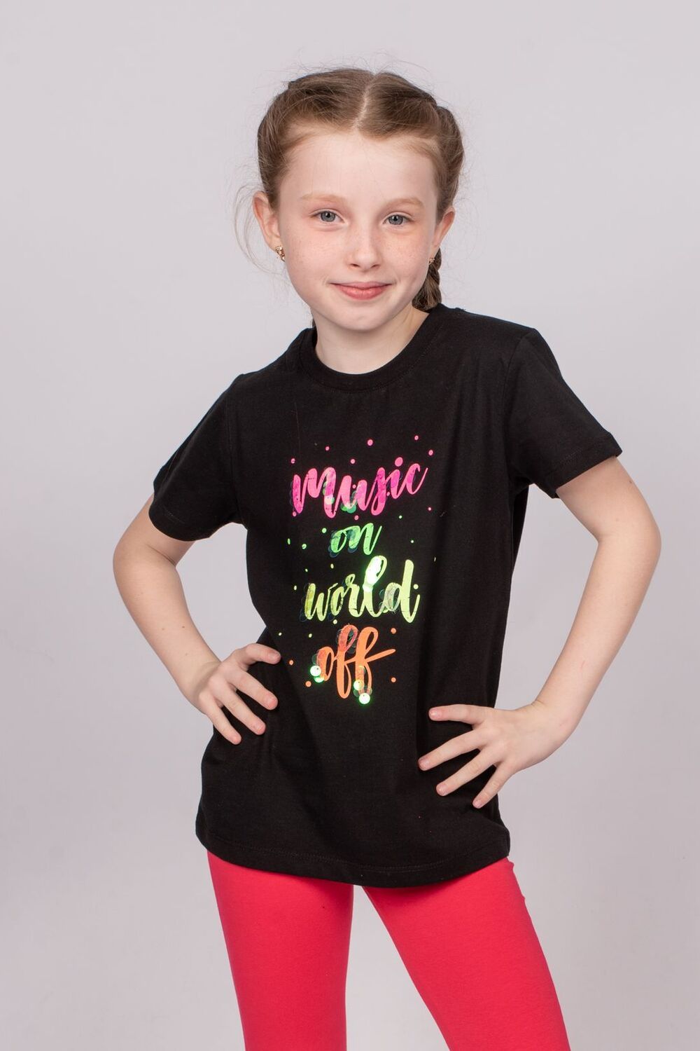 Футболка для девочки 51325 детская - черный