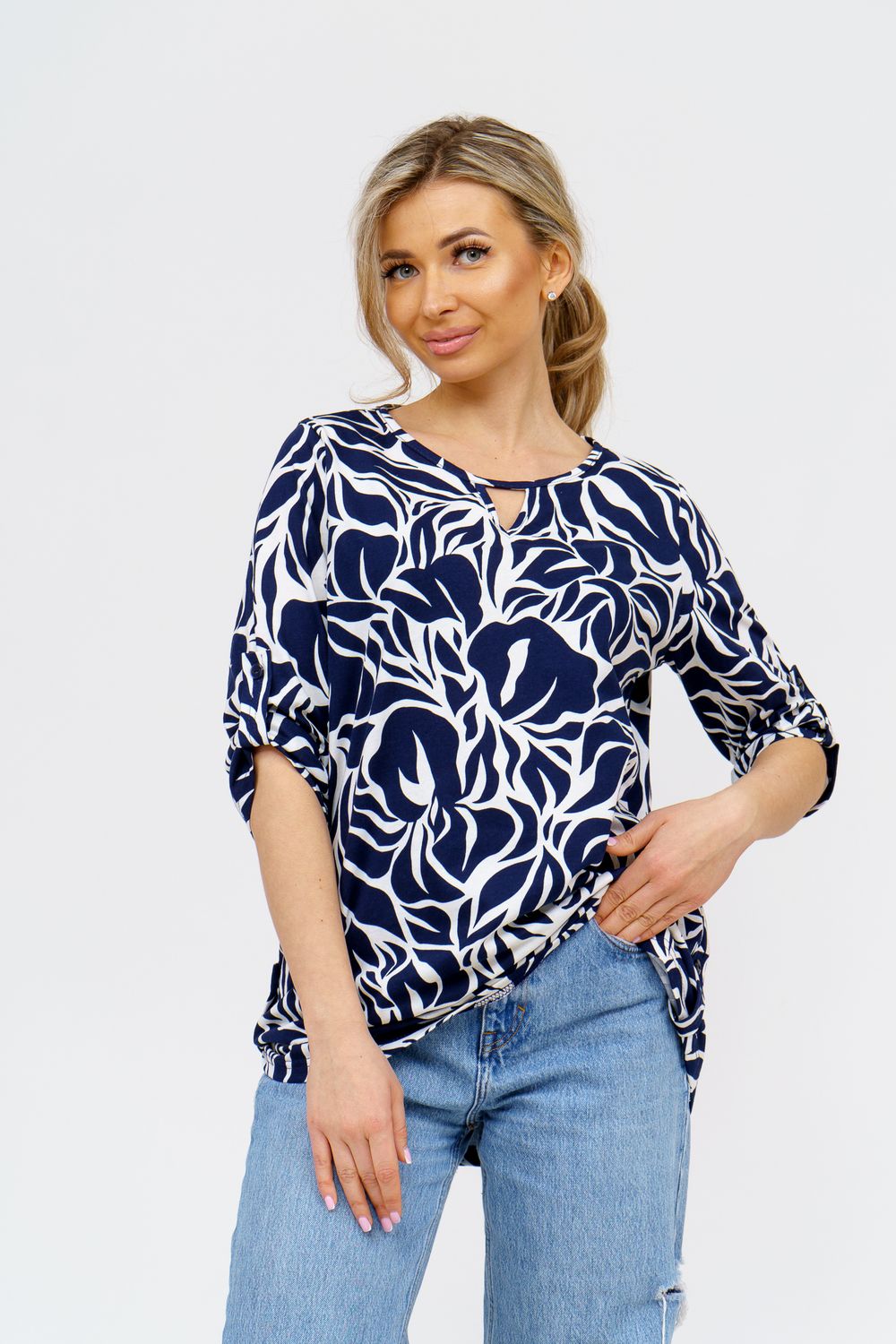 Туника 36764 - сине-белый