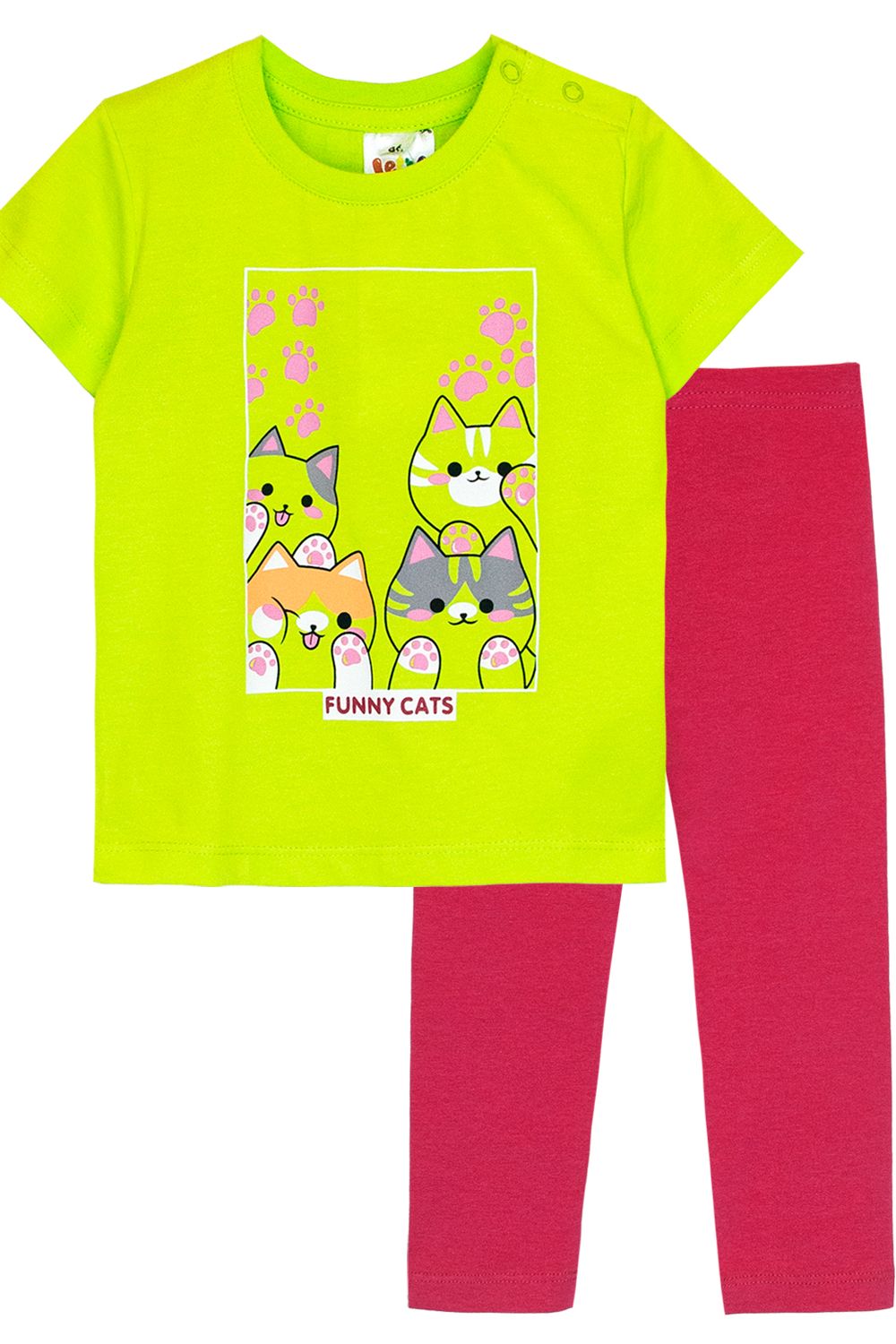 Комплект для девочки (футболка+лосины) 41135 (м) - салатовый/малиновый