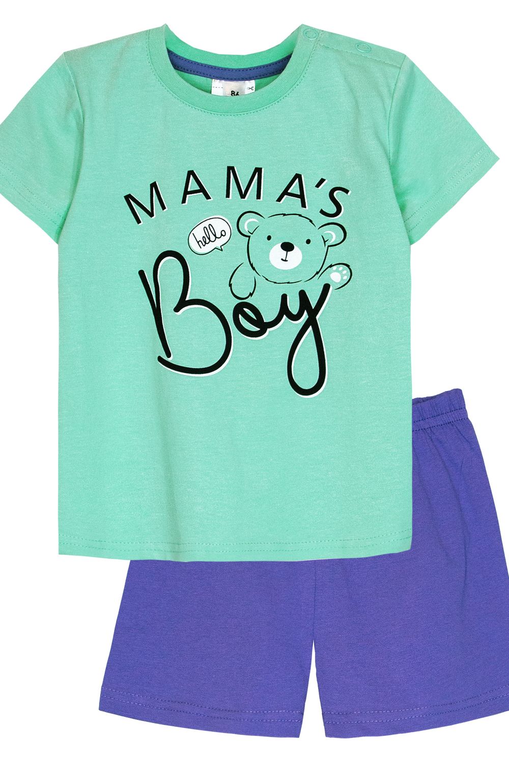 Комплект для мальчика (футболка+шорты) 42107 (М) - ментол/синий