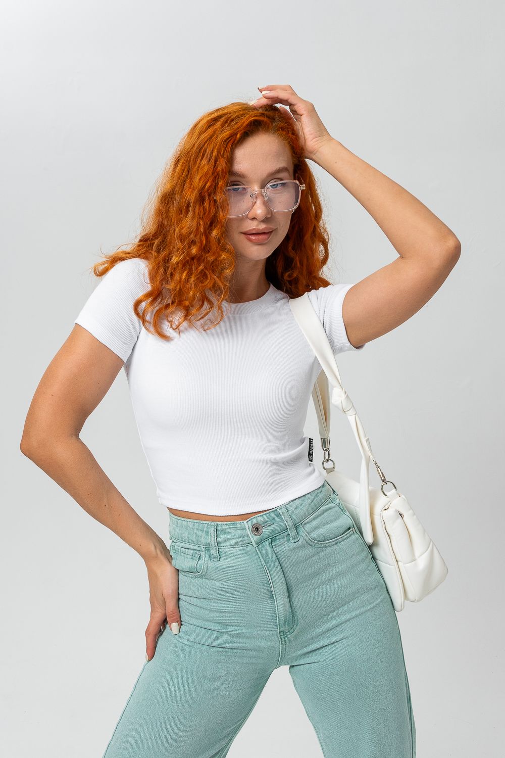 14410 футболка женская укороченная - белый