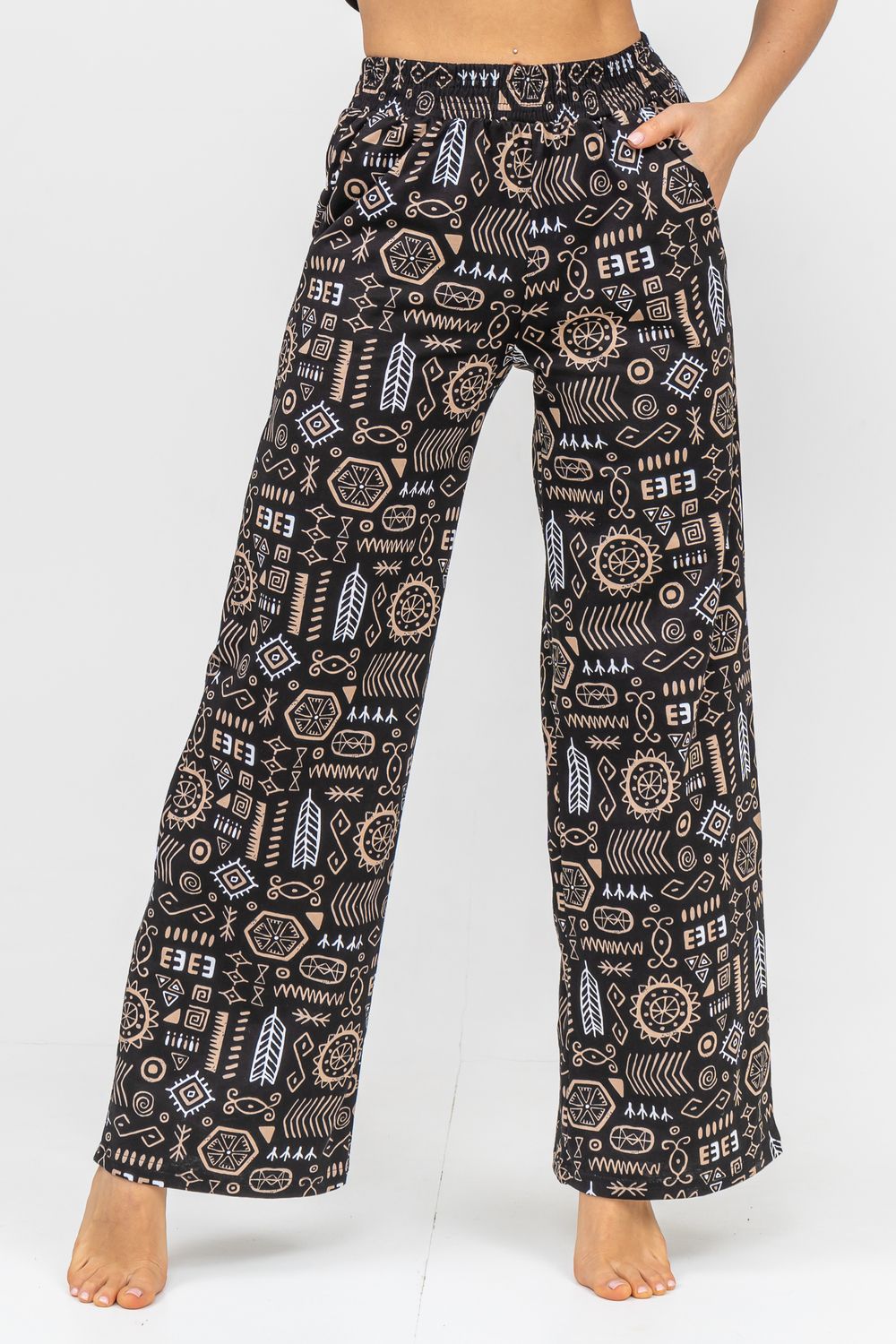 Брюки 36692 - черно-бежевый