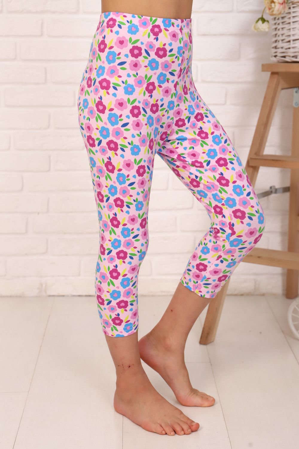 Лосины Лютики укороченные детские - розовый