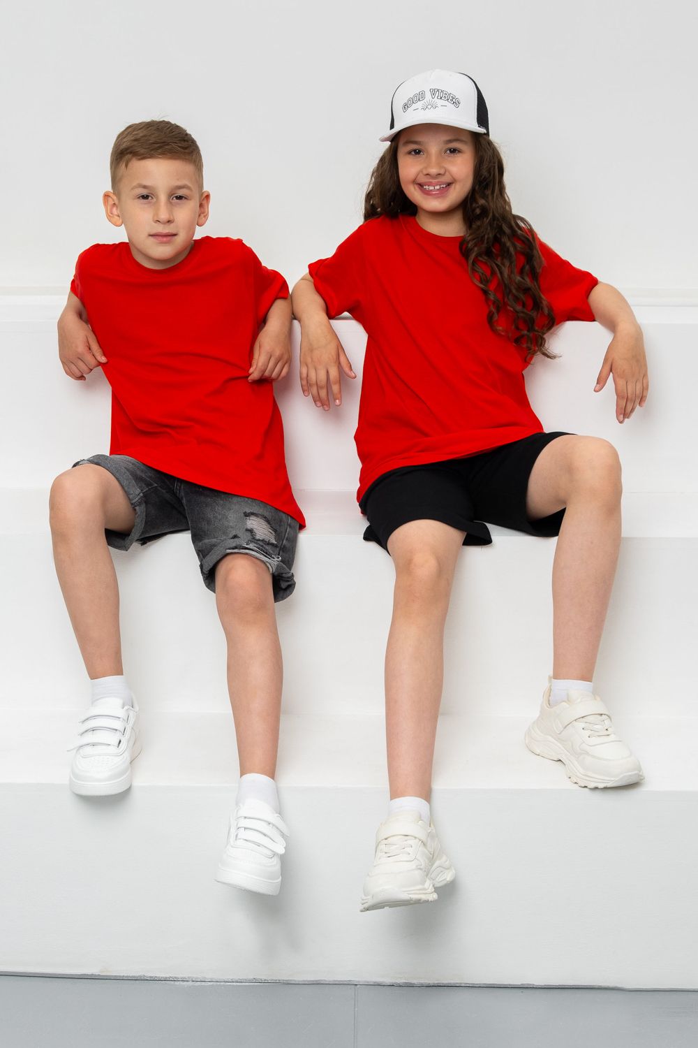 7453 футболка детская однотонная - красный