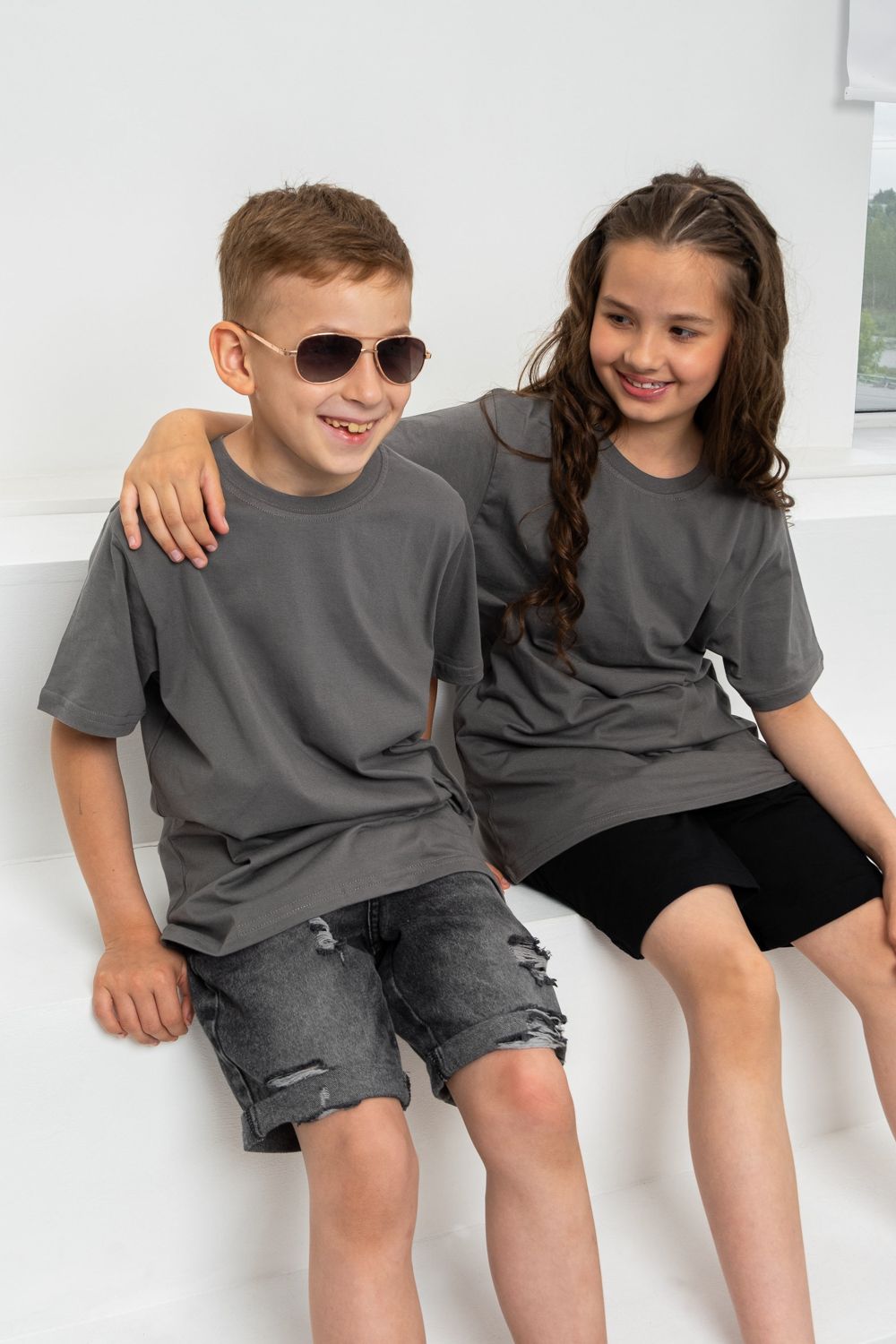 7453 футболка детская однотонная - графит