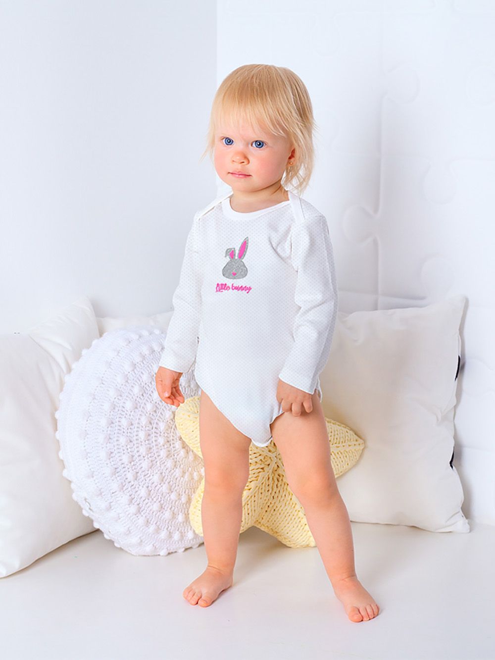 Боди интерлок Шайни 20753 - белый/серый