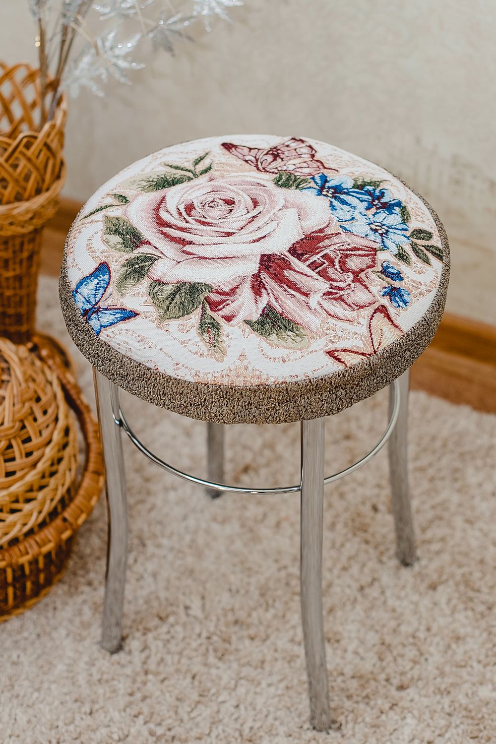 Сидушка на табурет круглая 32 - бежевый меланж