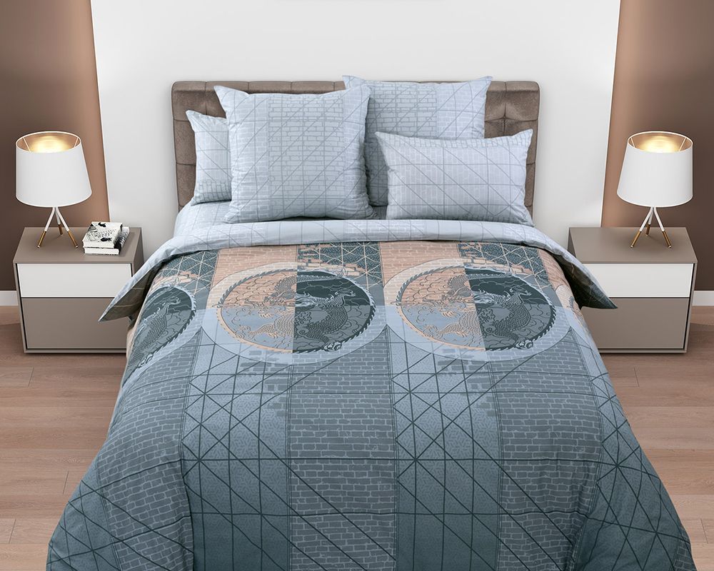Постельное белье Дракон 1 Перкаль - серый