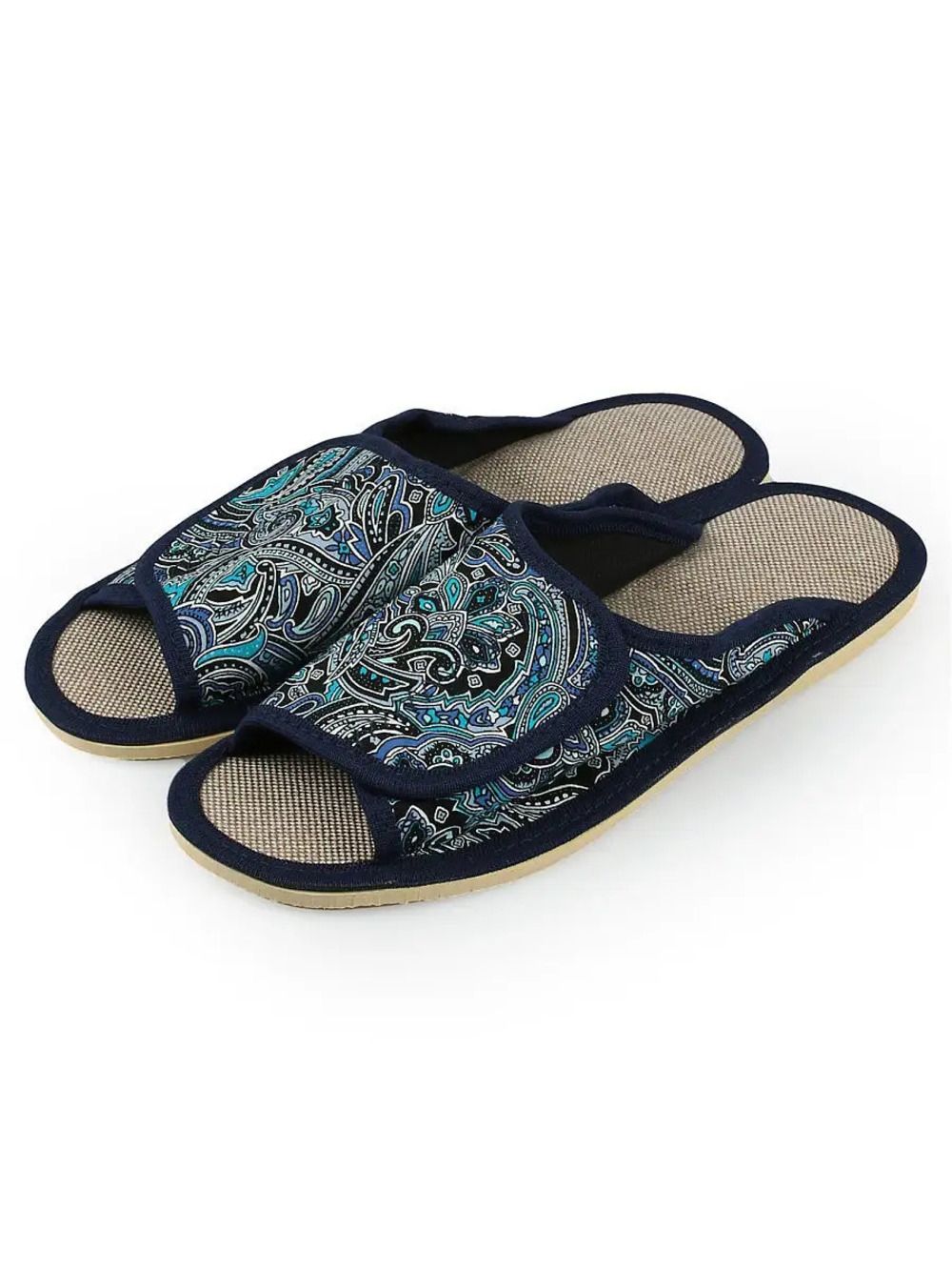 Тапочки женские арт.122 - синий+огурцы