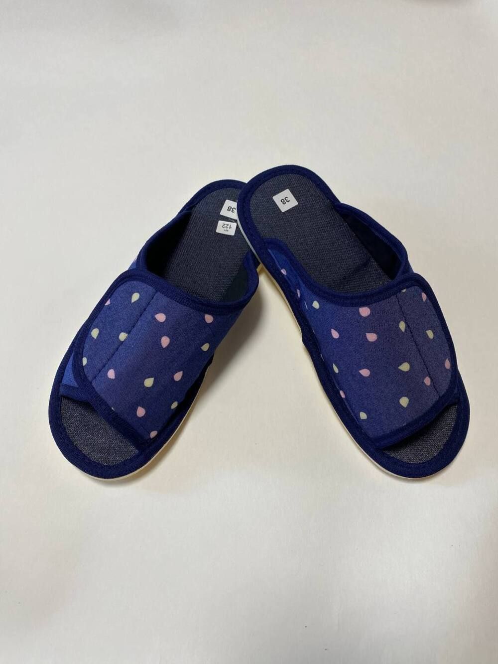 Тапочки женские арт.122 - синий лист роз желт