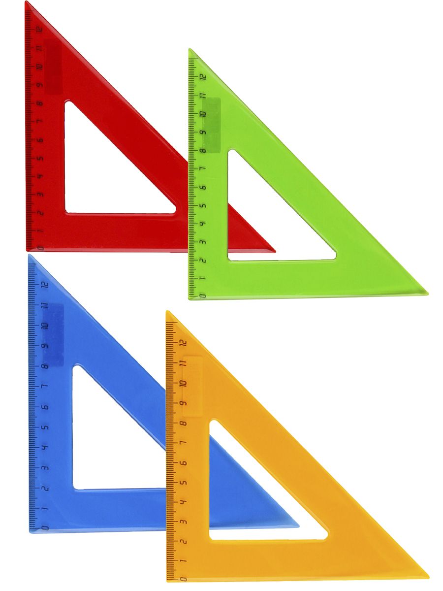 Треугольник ЦВЕТНОЕ ПРОЗРАЧНОЕ АССОРТИ (Л-6203) 12 см. 45гр.